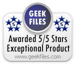 Geek Files 5 Star Award for Automotive Wolf Car maintenance Schedule Software