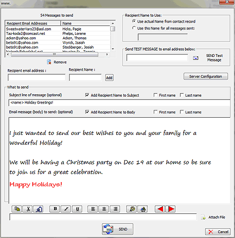 Contact management Address Organizer Software Email Window Screen Shot