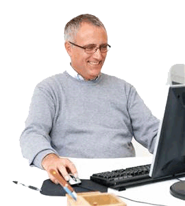 man on computer